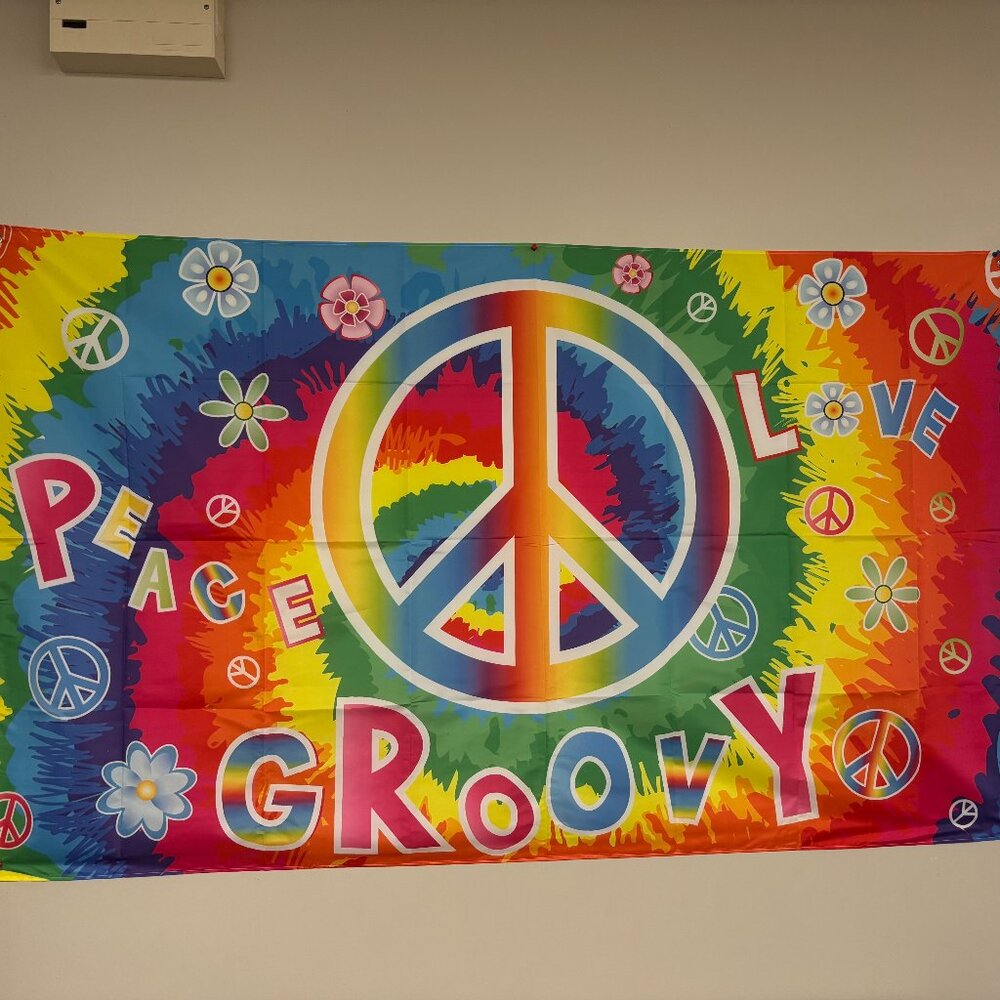60's Hippie Party Decoration Groovy Banner 72.8 x 43.3 Inch